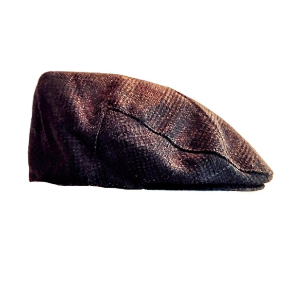 Vintage TOTES ~ Men's Brown Plaid, Wool Blend Driving Cap (Newsboy) Sz XL ~ EVC! - Picture 1 of 10